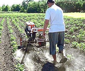 Hilling med en bak-bak traktor