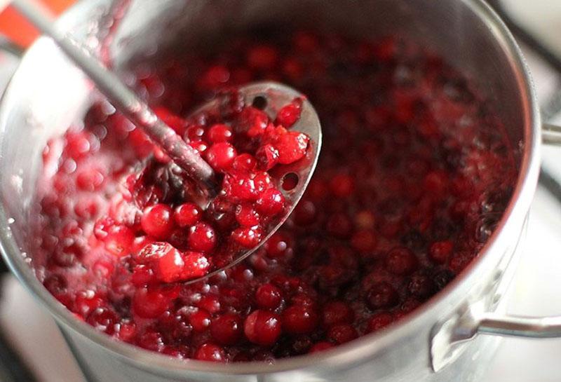 บด lingonberries ด้วยความสนใจ