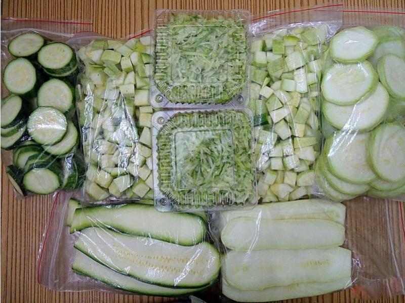 frysende courgette for vinteren hjemme